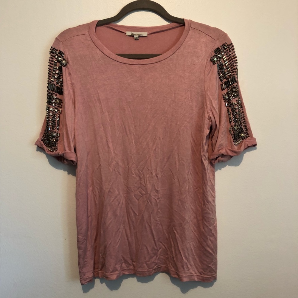 Dusty rose blouse with beaded embellishment